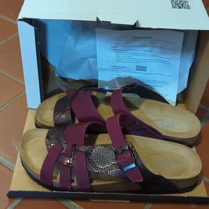 Like New AFS-Schuhe German burgundy leather and cork sandals size 11/42